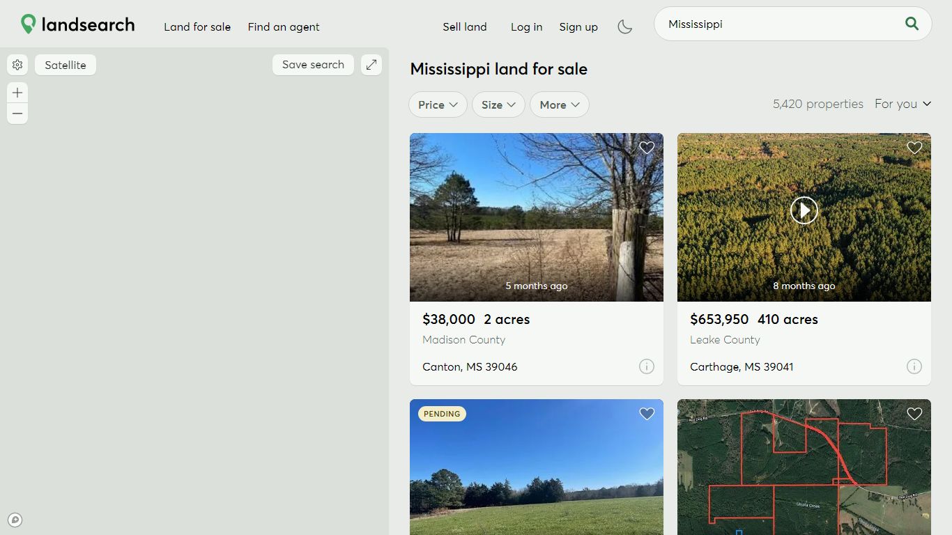 Mississippi Land for Sale - 5,393 Properties - LandSearch